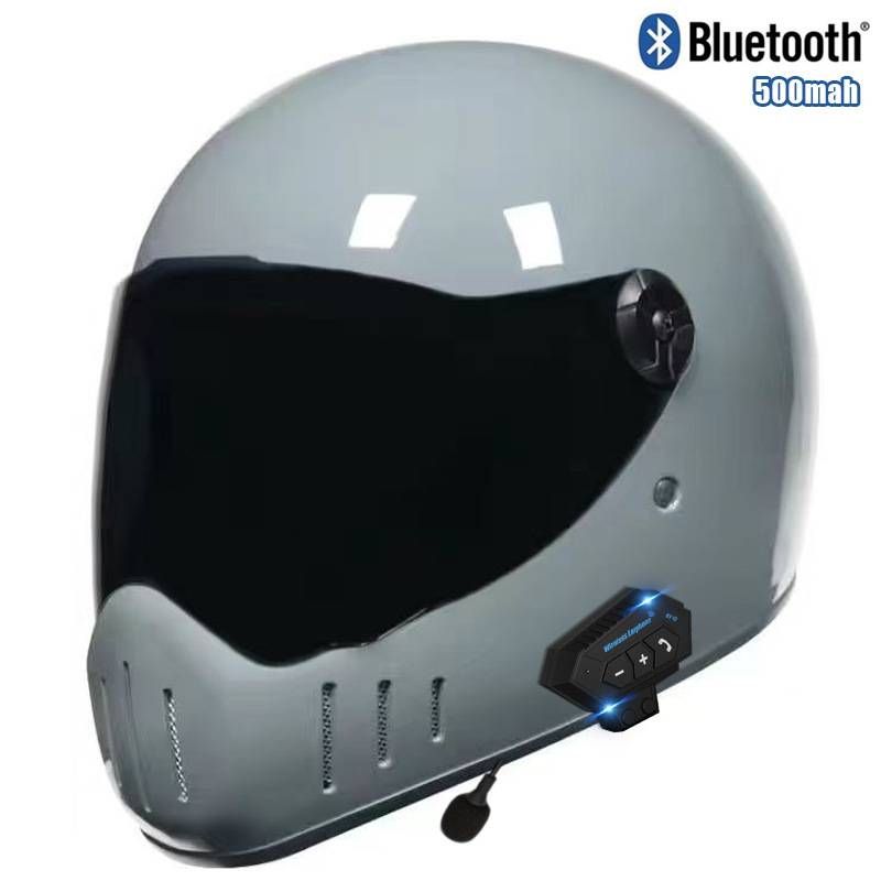 3C-Certified Retro Full-Face Motorcycle Helmet With Bluetooth – Classic Cruiser Helmet For Men & Women (Matte Black, Gloss Black, Titanium Grey)_voghion.com