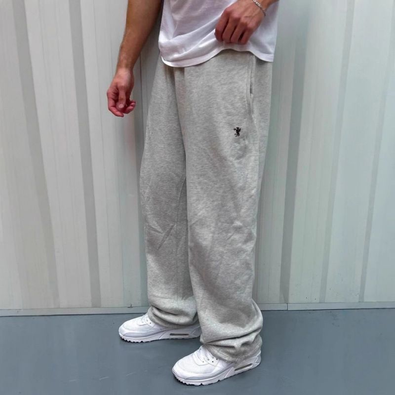 Unisex Letter Print Jogger Pants, Oversized Fleece Lounge Pants, Casual Wide-Leg Sweatpants For Men & Women_voghion.com