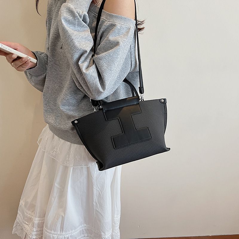 Borsa a tracolla minimalista a forma di I da donna con tracolla staccabile - Borsa a mano di grande capacità per lavoro e uso quotidiano Borsa a tracolla con texture di alta qualità_voghion.com