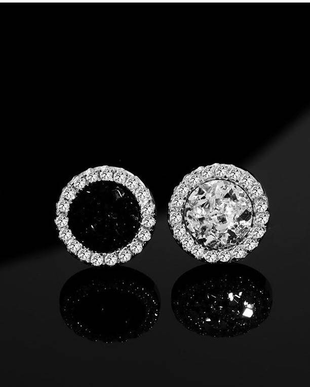 Geometrische Kristallcluster-Ohrstecker für Herren – Punk-Hipster-Ohrstecker für den Winter, minimalistische Ohrringe in blauem Saphirton für stilbewusste Männer_voghion.com