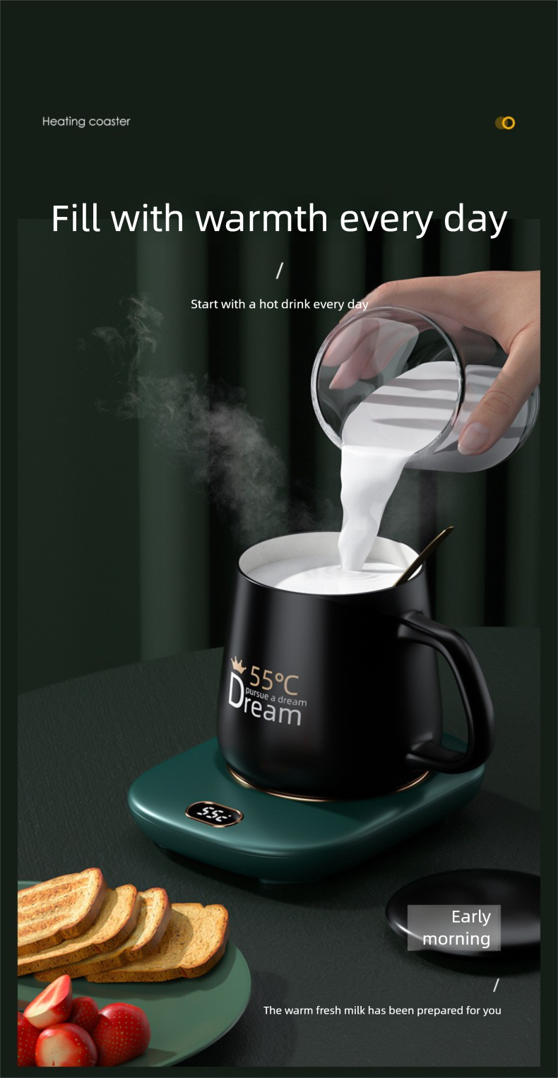 Tappetino riscaldante USB per tazze da caffè, 3 livelli di temperatura, calore costante di 55 °C, set regalo per tappetino riscaldante intelligente per scrivania da ufficio_voghion.com