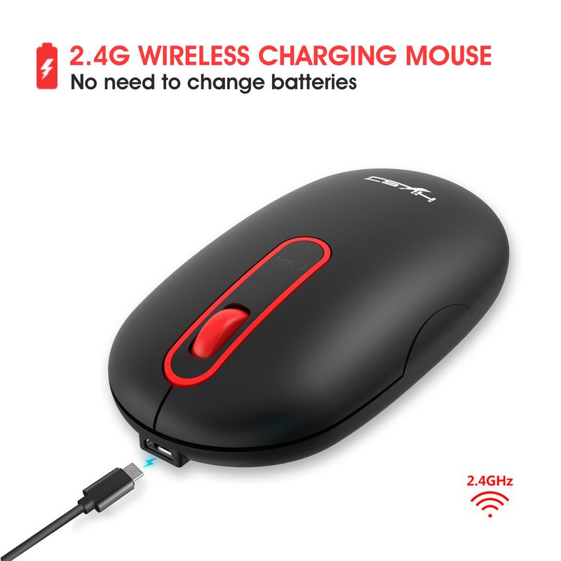 T15 2,4G wiederaufladbare kabellose Maus mit leisem Design, 500 mAh, geeignet für Bürospiele_voghion.com