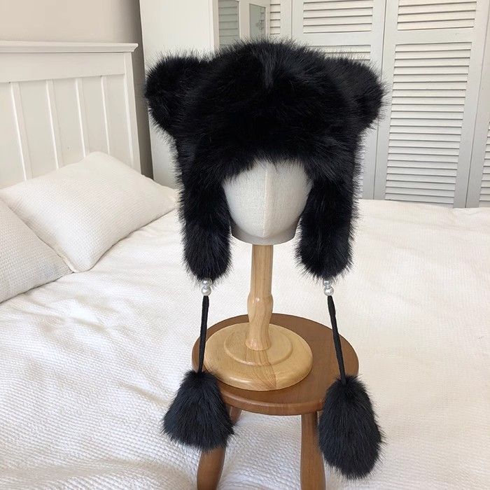 Chapeau Lei Feng en peluche épaisse à double couche pour protection d'hiver, oreilles mignonnes pour enfants, protection auditive chaude, couvre-tête, chapeau froid_voghion.com