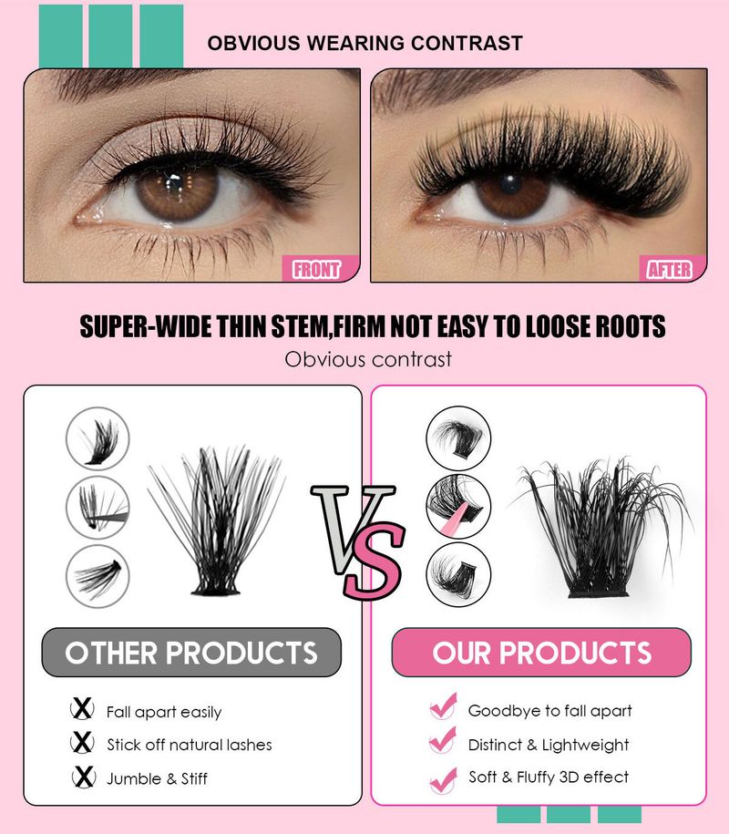 Beauty Essentials Diy Single Tuft Hair Large Capacity 70d 80d 90d Curly Thick Mixed False Eyelashes_voghion.com
