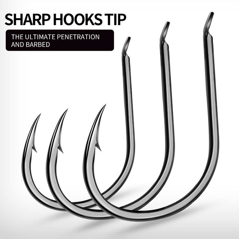 Luya Maruyo Crooked Mouth With Barbs Sea Fishing String High Carbon Steel Plate Bulk Fish Hooks 100pcs/Bag_voghion.com