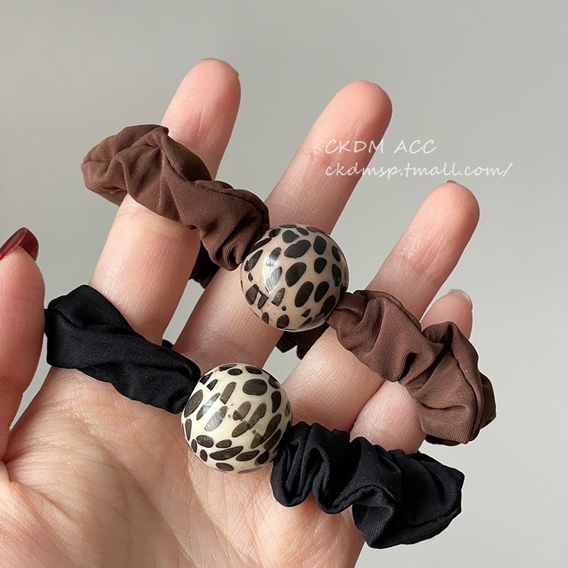 Fascia per capelli unisex con stampa leopardata e perle per l'intestino crasso, elastico per capelli di alta qualità, elastico in gomma, elastico per capelli antitraccia, accessorio per capelli da donna_voghion.com