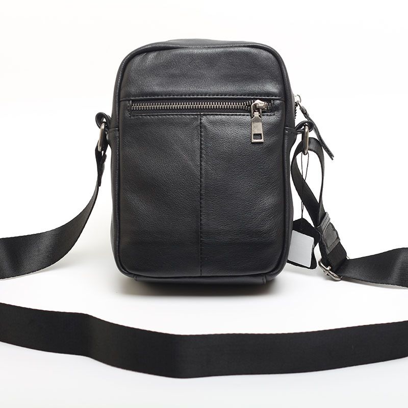 Korean Version Of The Men's Business Leather Soft Surface Zipper Small Square Cell Phone Crossbody Bag 2025 Fall And Winter New_voghion.com