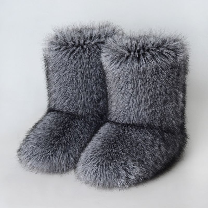 Winter snow boots Women's outer wear warm non-slip cross-border long fur mid-calf raccoon fur y2g fur boots_voghion.com