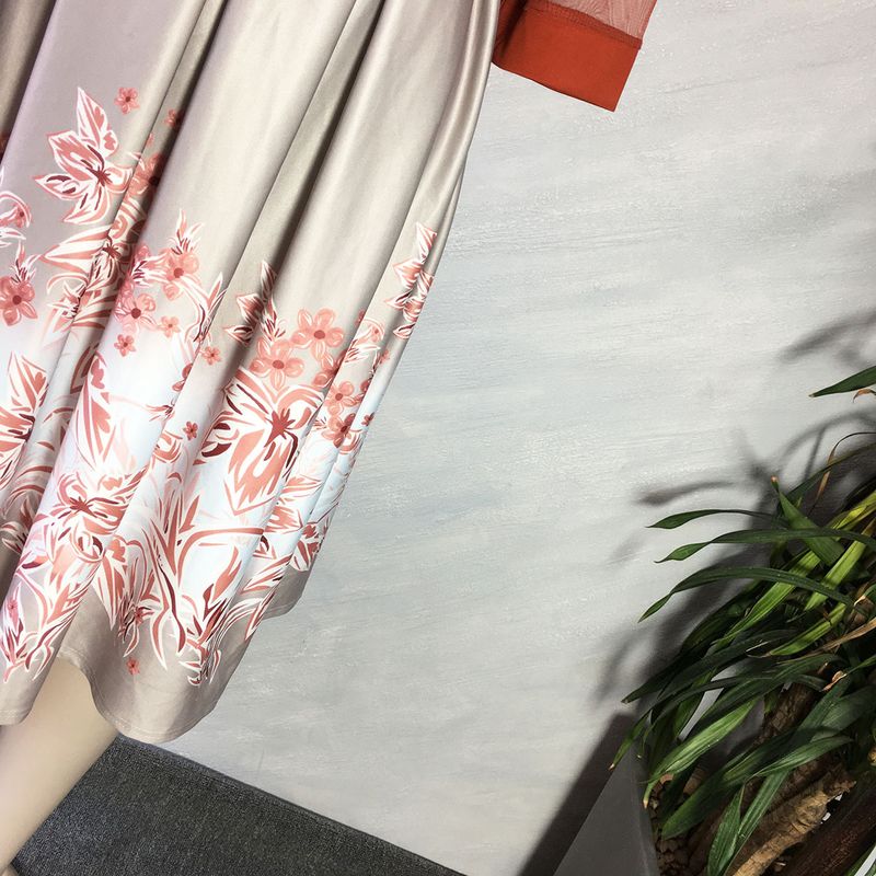 Women's Clothing Printing And Solid Color One Shoulder Lotus Leaf Sleeves Waist Cinching A Line Skirt With Same Color Belt_voghion.com