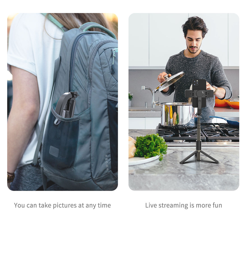 Universalgelenkstabilisator mit Selfie-Stick, drehbares Dual-Light-tragbares Handheld-Universalgelenk, mit Tri_voghion.com