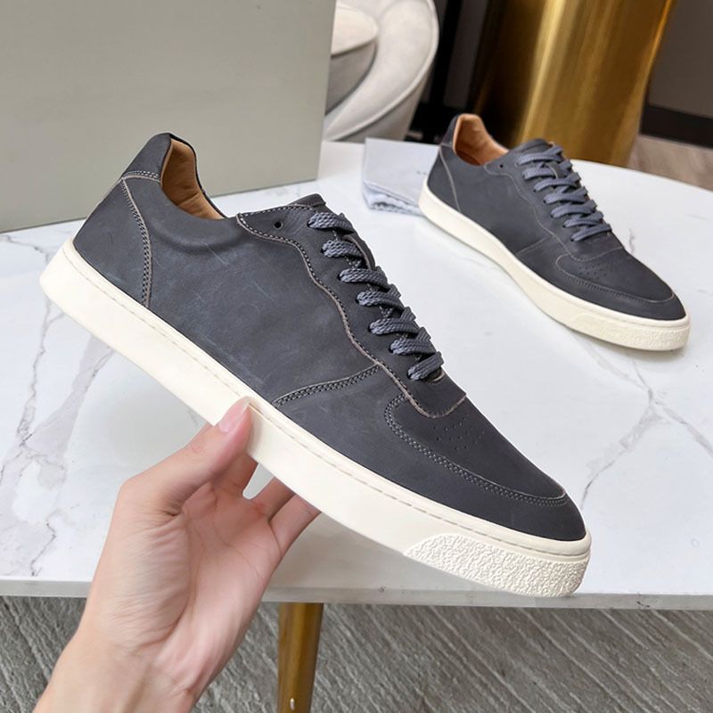 Scarpe casual in pelle traspiranti estive bianche con punta rotonda basse da uomo BC 2023_voghion.com