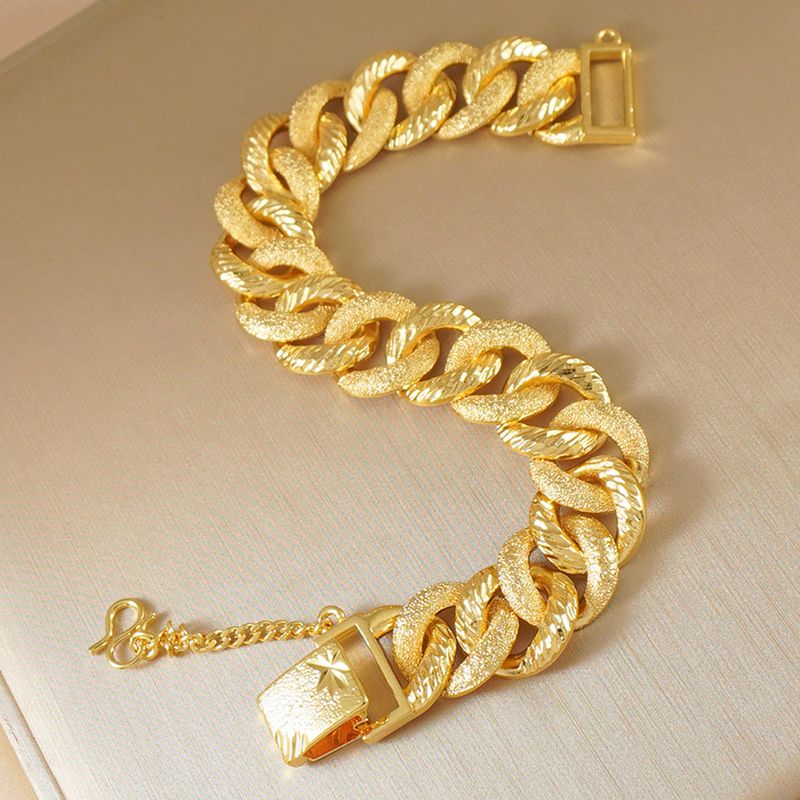Pulseira luxuosa de corrente cubana fosca banhada a ouro para mulheres, estilo hip-hop, adequada para casamentos e glamour diário_voghion.com