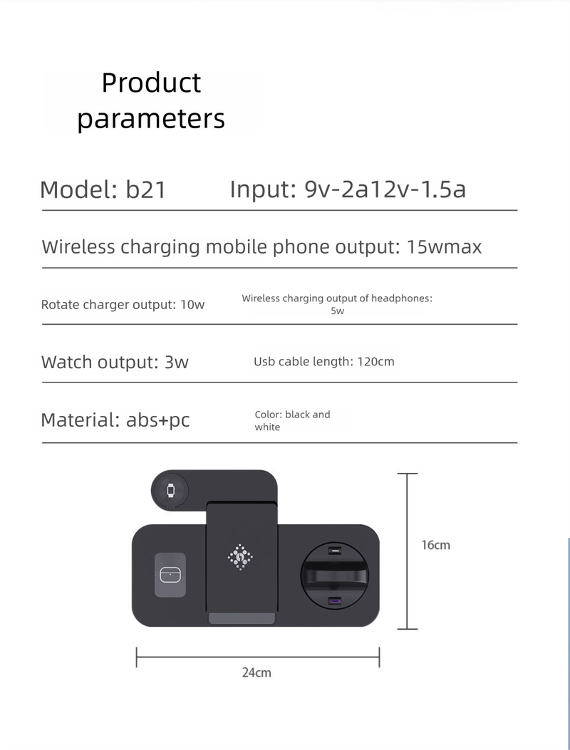 Foldable 2-in-1 Charger Compatible With Samsung Earphones Watch Stand Desktop Wireless Charging Phone_voghion.com