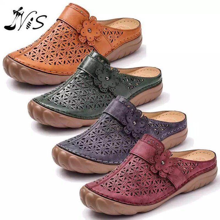 Nauji vasariniai bateliai, tuščiavidurės nosies basutės, plius dydžio moteriškos šlepetės su pleišto formos kulnu_voghion.com