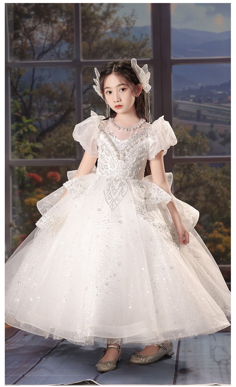 Abito da principessa per bambine per occasioni speciali - Elegante abito a maniche lunghe per damigelle e recital di pianoforte_voghion.com