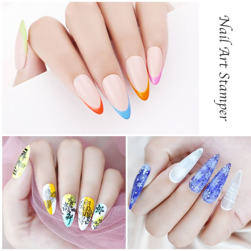Stampo per unghie Testa in silicone trasparente per la cura delle unghie in Francia con piastra per timbri per nail art con cappuccioModelli per stampini per unghie trasparenti_voghion.com