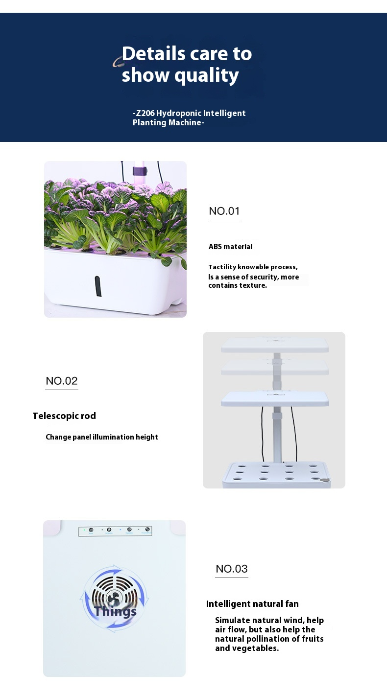 Máquina de plantio hidropônico inteligente com WIFI Equipamento hidropônico de vegetais domésticos Máquina de cultivo sem solo com luz de preenchimento doméstico_voghion.com