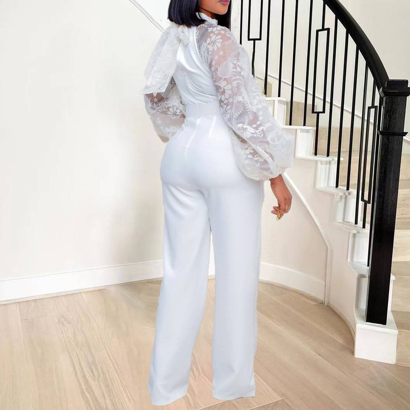 Mesh Jumpsuit Women White Overalls Party Lace Rompers New In Bodysuit One Piece Long Sleeve Summer Long Pants Y2k Spring Work_voghion.com
