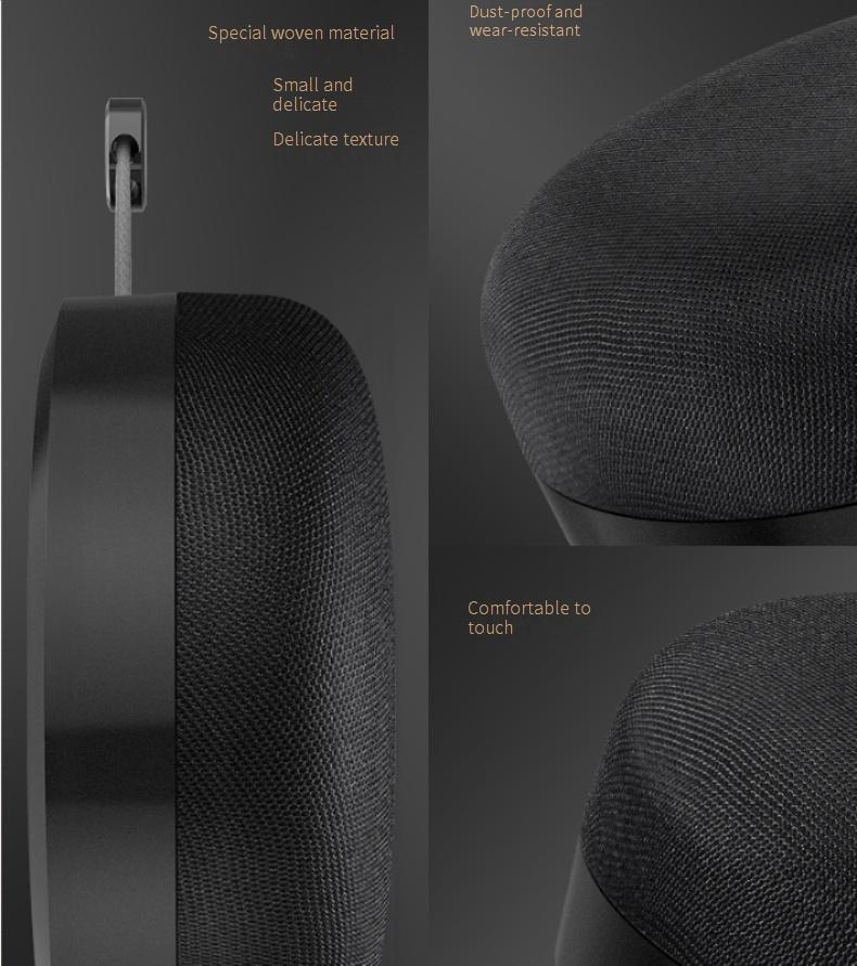 Mini enceinte Bluetooth en tissu - Rechargeable par USB et portable avec appairage TWS (fonction d'appel sans fil pour usage domestique/extérieur)_voghion.com