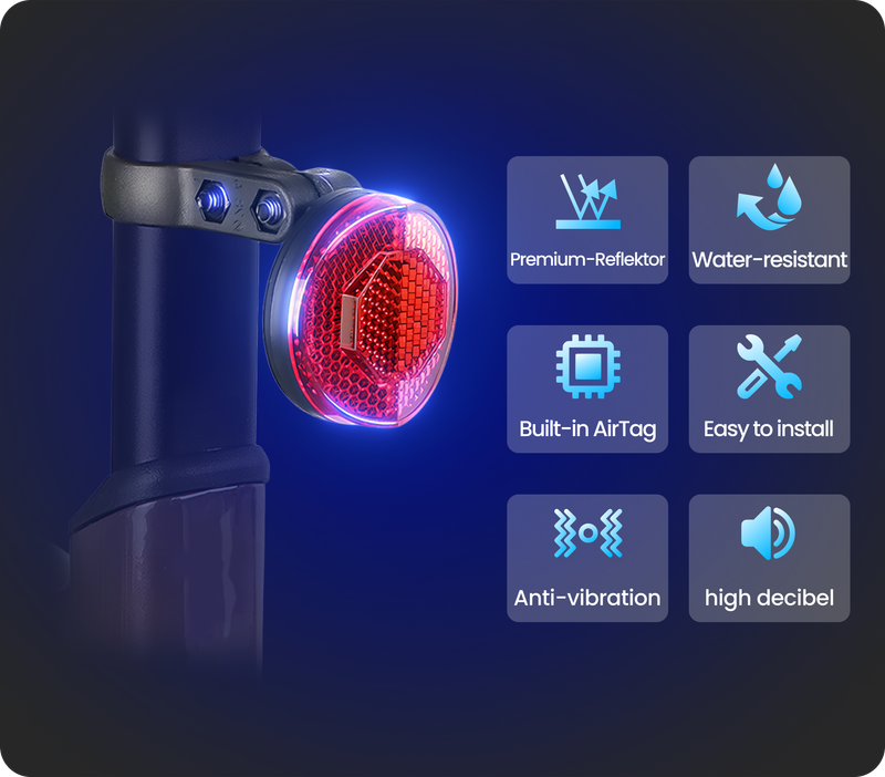 GRUNDIG Reflector Findmy Tracker, feu arrière de vélo – Pour iPhone_voghion.com
