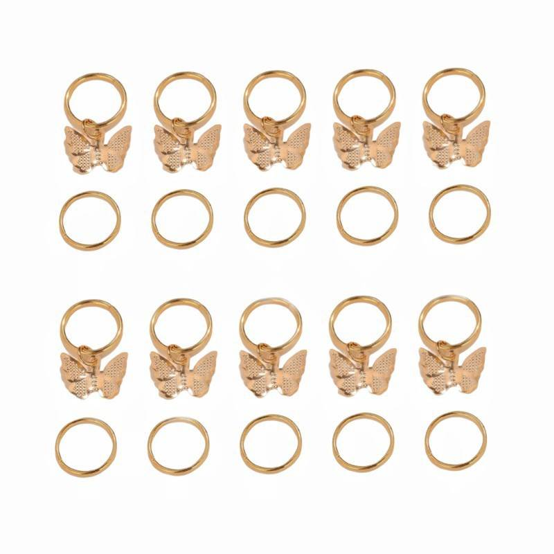 Stylish Metal Hair Ties For Braiding, With Butterfly Tassels, Dreadlock Decor Hair Clasps, European And American Popular Style_voghion.com