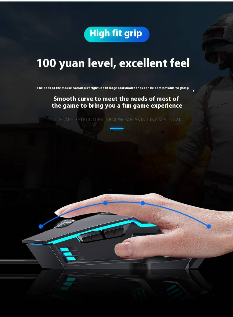 Professional Wired Gaming Mouse With 6 Programmable Buttons, 3500 DPI, Ergonomic Design For PC Gamers & Office Work_voghion.com