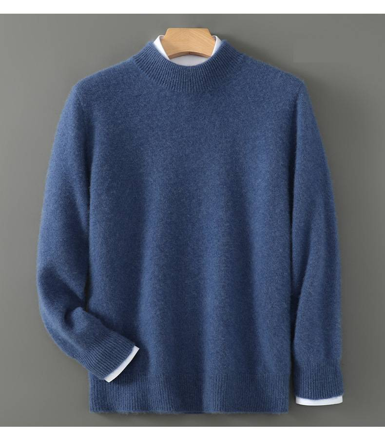 Herrenbekleidung Herrenpullover aus 100 % Wolle, weicher und atmungsaktiver Strickpullover, Rundhals- und Stehkragenoptionen, warme Freizeitkleidung für den Winter, klassische Volltonfarben_voghion.com
