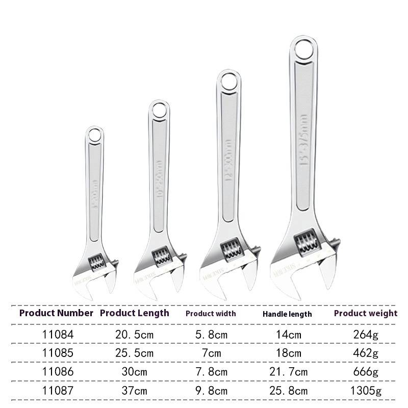 Adjustable Wrench Set - Multi-Purpose Carbon Steel Plumbing Spanner With Wide Jaw Opening For Home Repair & Maintenance_voghion.com
