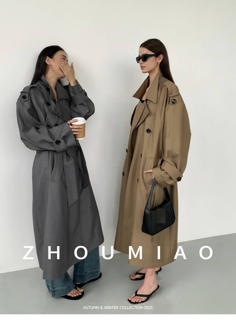 Dameskleding Parisian Dream Oversized revers double-breasted mid-length trenchcoat voor dames - Elegante High Street stijl_voghion.com
