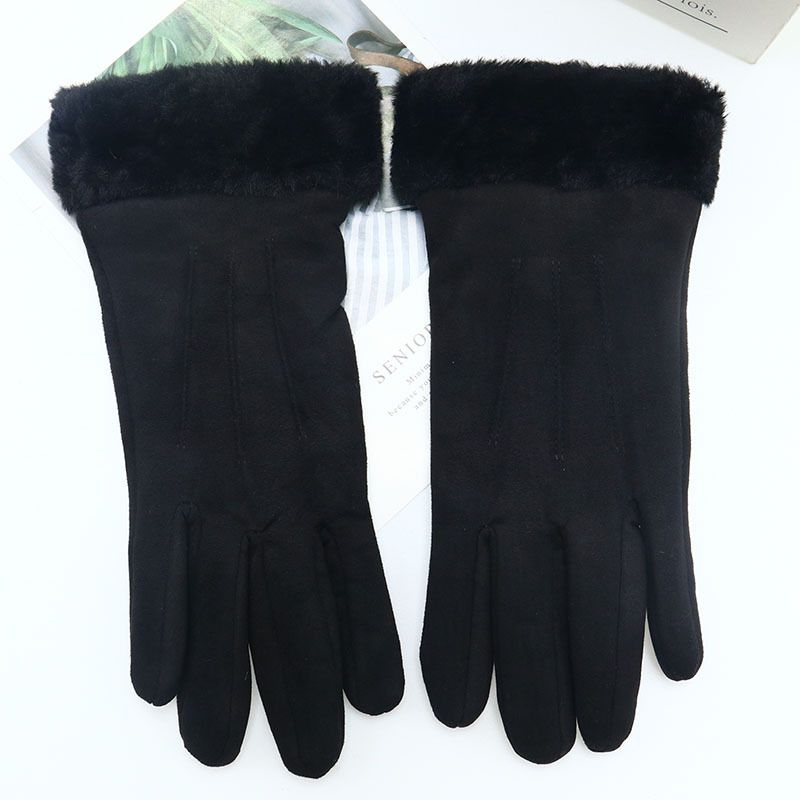 Winter Suede Gloves For Cycling: Windproof, Warm, Fleece-Lined, Cold-Resistant, Touchscreen Compatible_voghion.com