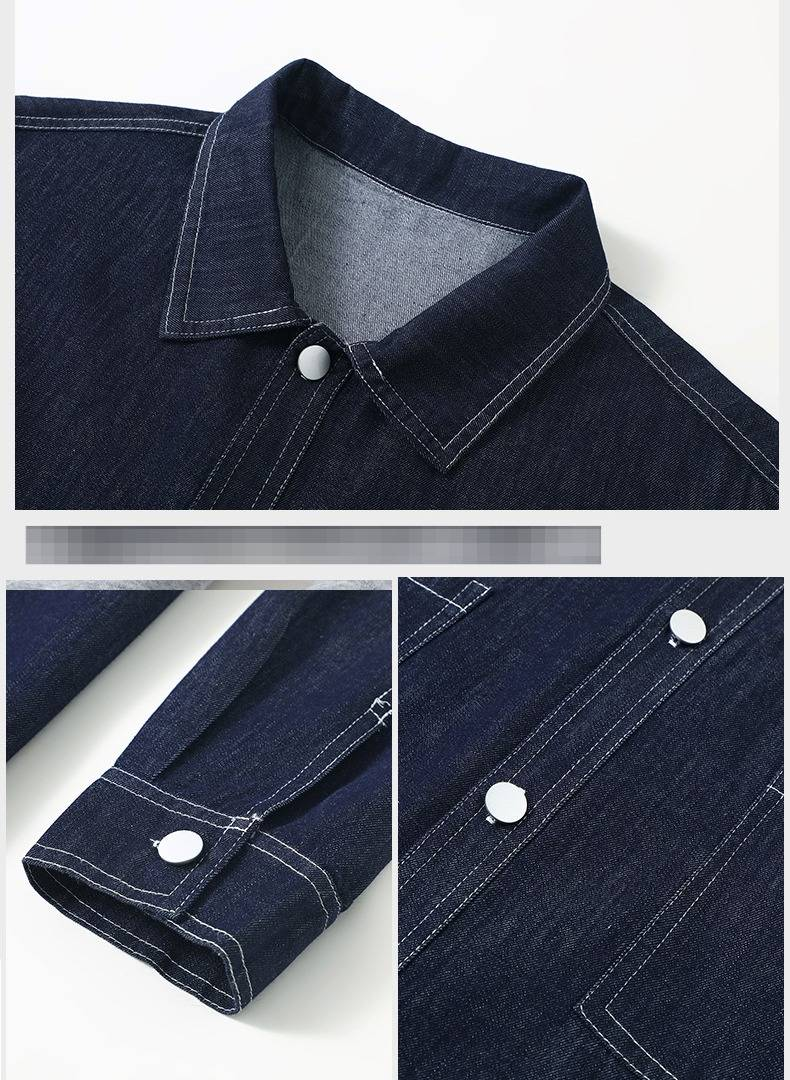 Men’s 100% Cotton Denim Shirt Jacket – Oversized Fit, Long Sleeve, Irregular Pockets, Relaxed Casual Style (4XL-11XL, Classic Denim Blue)_voghion.com