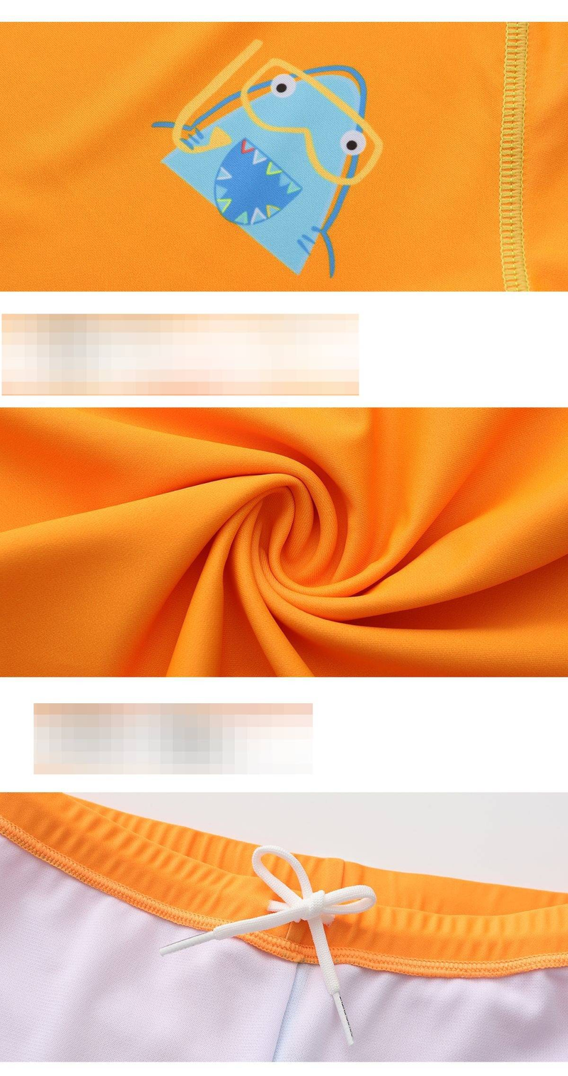 Completo da bagno per bambini con protezione UPF 50+ – Rashguard a maniche corte con design diviso e pantaloncini da bagno per ragazzi e ragazze (arancione, taglia 140)_voghion.com