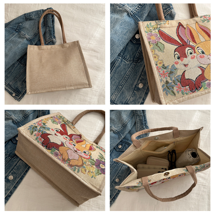 Ethnic Style Cartoon Elephant Xishuangbanna Tourism Handbag, Women's Shoulder Bag, Embroidered Canvas Bag_voghion.com
