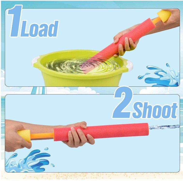 Vodeni pištolj Soak It! - Šarene igračke za bazen od EVA pjene s izdržljivim plastičnim ručkama za ljetnu zabavu na otvorenom, plažu i zabave uz bazen (baterije nisu potrebne)_voghion.com