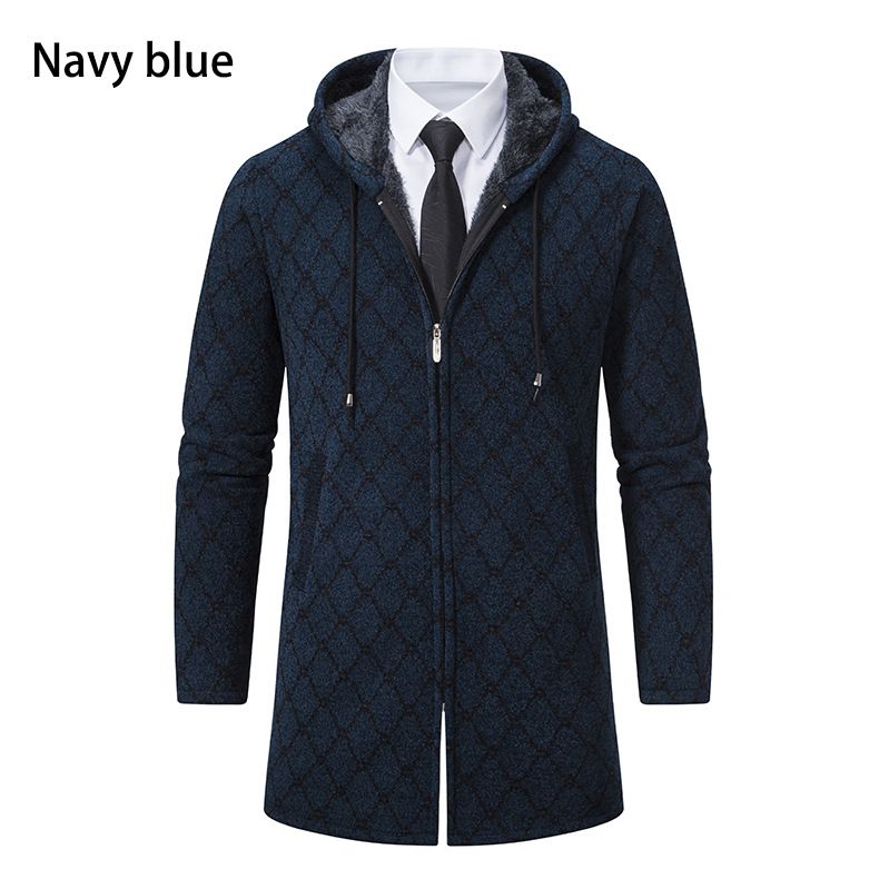 2023 herbst männer Mid-Länge Pullover Mode Lässig Mit Kapuze Jacke Strickwaren Trendy Pullover Öffnen_voghion.com