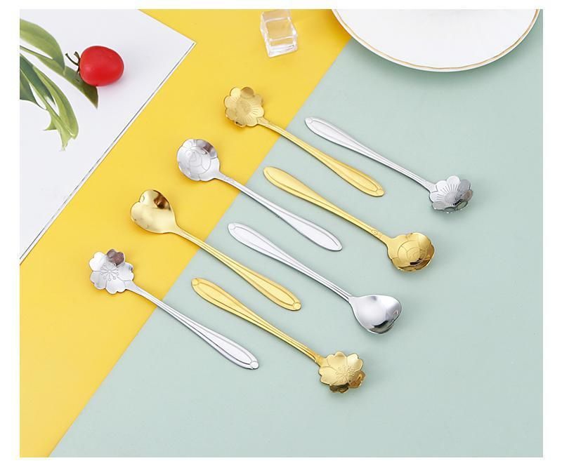 Creative Stainless Steel Spoon Set - Heart & Rose Shaped Spoons For Coffee Dessert & Mixing (Unique Design Elegant Tableware Perfect Gift Idea)_voghion.com