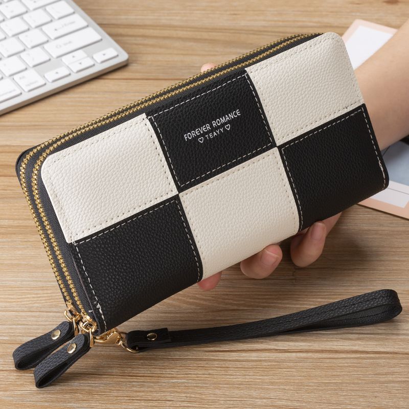 Multi-color Optional Girls' Long Wallet, Wallet In Hand, Women's Three-color Splicing Zipper, Mobile Phone Bag, Wallet, Wallet_voghion.com