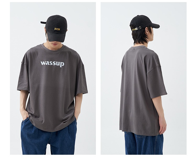 WASSUP HEODS Hip-Hop-Sommer-T-Shirt aus reiner Baumwolle, 280 g schwer, kurzärmelig für Herren_voghion.com