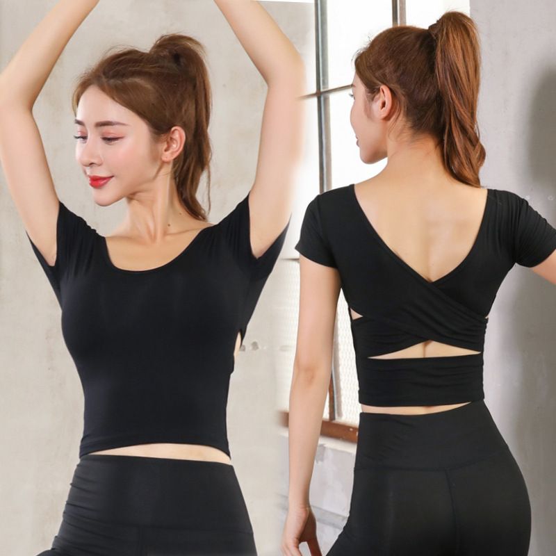 LazyZoom Yoga Clothing For Women Fashion New Summer Tight-Fitting Backless Slimming Professional Sports Running Dance Fitness Set_voghion.com