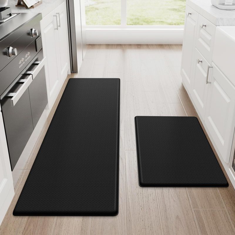Anti-Fatigue Kitchen Mat - Non-Slip Floor Cushion For Standing (Memory Foam Waterproof Easy Clean 24"X36" Grey/Black)_voghion.com