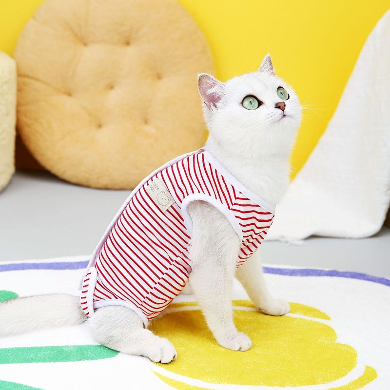 Kjæledyr postpartum klær, kirurgisk anti slikking og avvenning dress, 23 stripet katt sterilisering dress_voghion.com