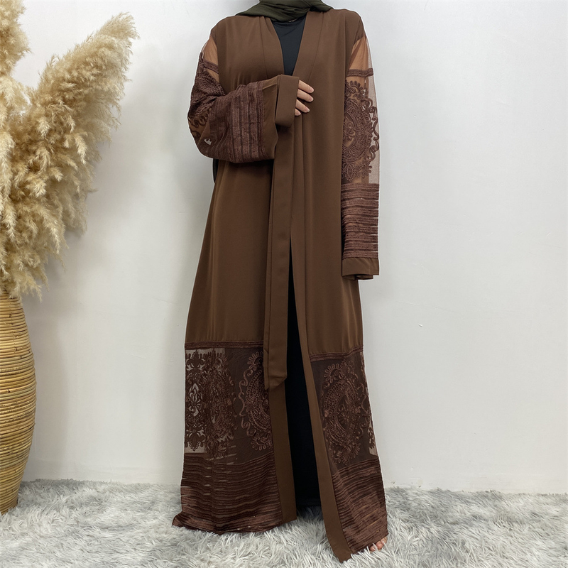Damenmode-Cardigan-Stickerei-Gaze-Robenkleid_voghion.com