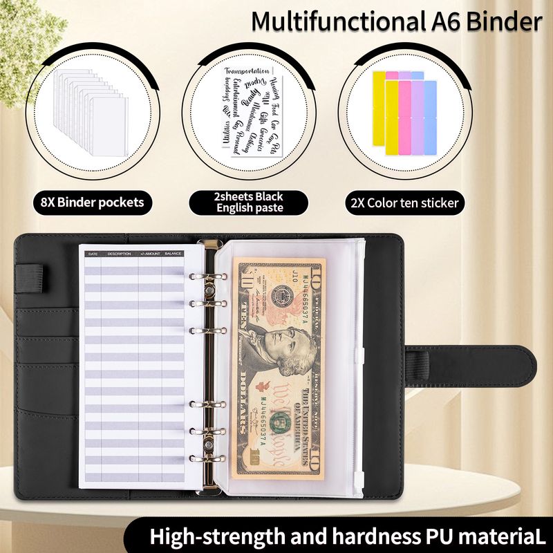 Carnets rechargeables, classeur laser, carnet créatif en PU, budget, feuilles mobiles, manuel, plan d'épargne_voghion.com