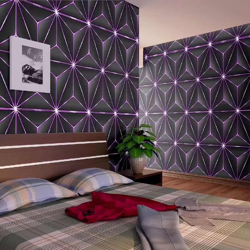 New Technology Sense Wallpaper 3D Stereo Gaming Room KTV Special Self-Adhesive Fabric Bar Luminous Background Wall_voghion.com