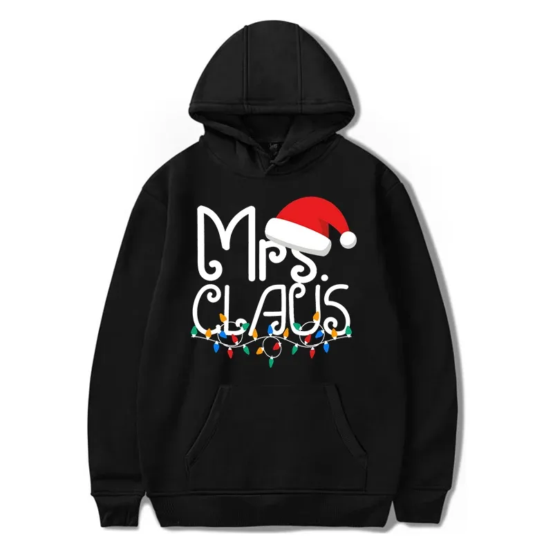 Y2K Natal Hoodies Casal Engraçado Carta Sra/Sr Claus Gráfico Sportswear Outono Manga Comprida Bolso Mulheres Homens Natal_voghion.com