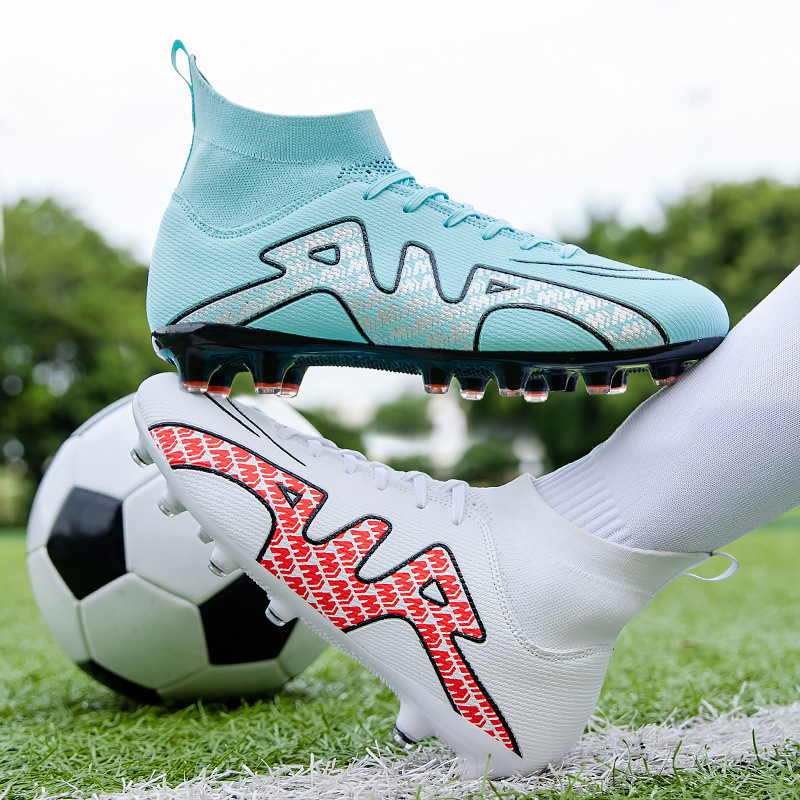 High-Top-Fußballschuh für Jungen und Mädchen, TF, gebrochener Kunstrasen, AG-Nagellederfuß, Jugend-Studenten-Trainingsschuhe_voghion.com