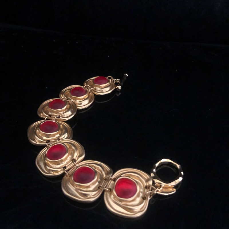 Collier à la mode plaqué or véritable et perles de verre givré orange, effet lave, collier court, boucles d'oreilles, ensemble de bracelets_voghion.com