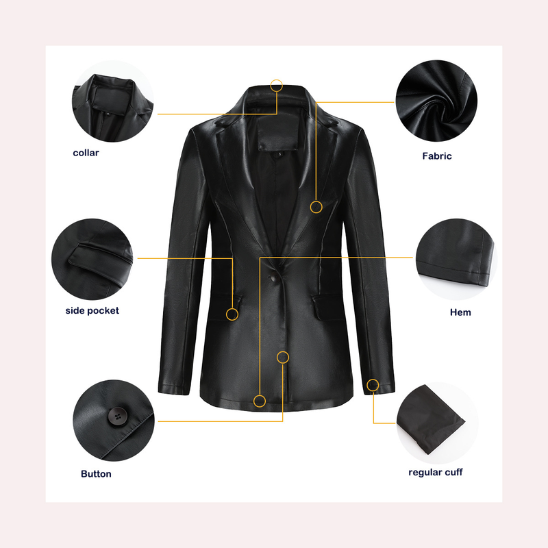 Abbigliamento da donna Real Shot New Small Suit Giacca a maniche lunghe Giacca in pelle tinta unita casual con bottone singolo_voghion.com