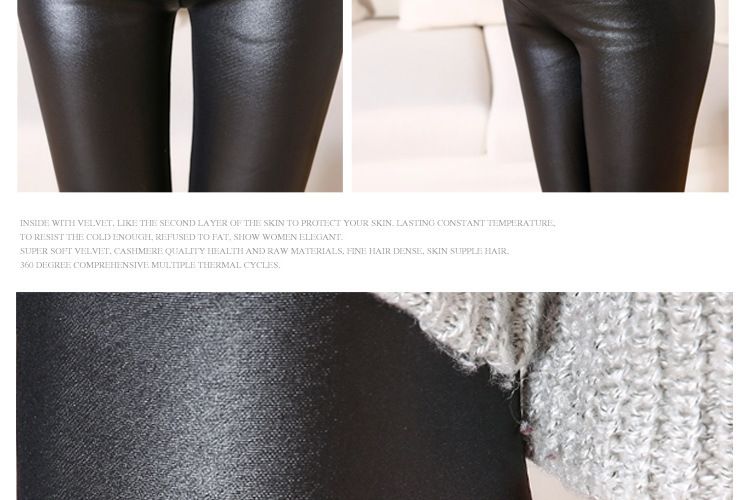 Leggings in similpelle da donna - Pantaloni termici invernali foderati in pile con elevata elasticità e vestibilità snellente_voghion.com