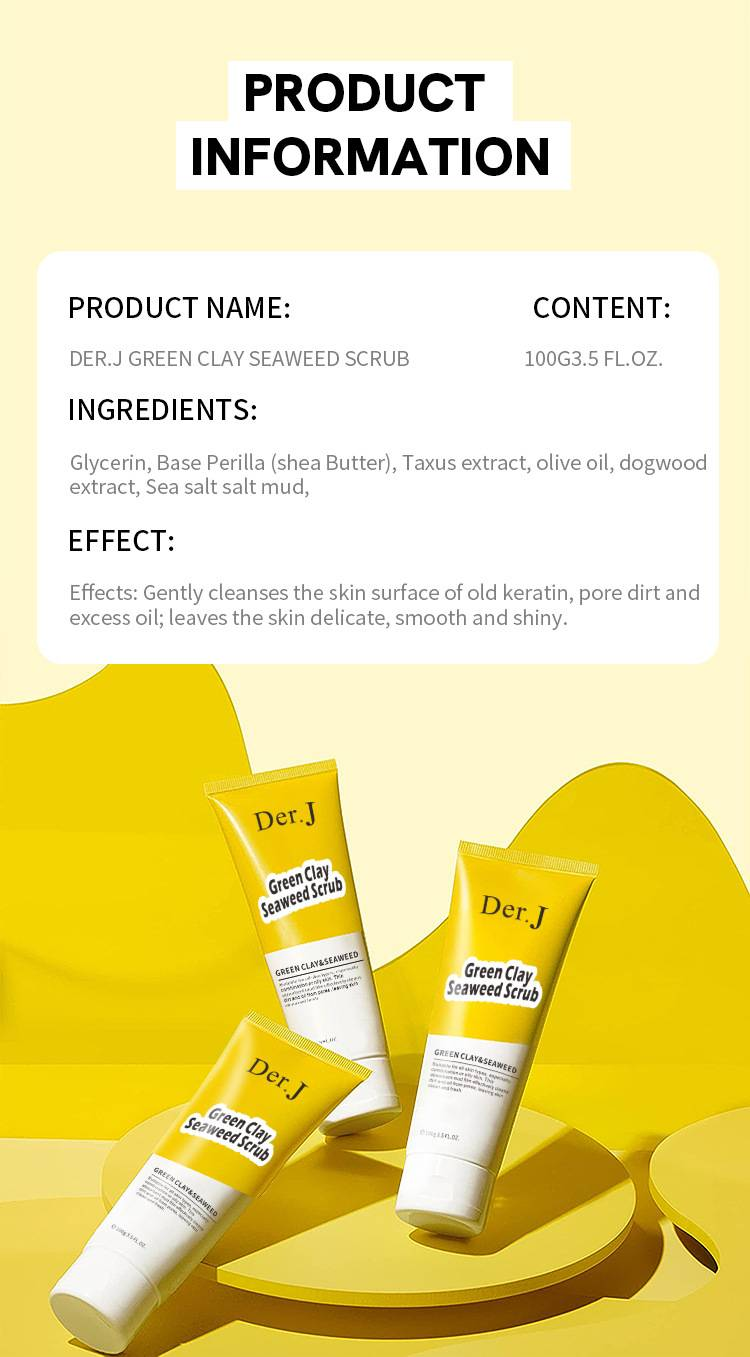 Der.J Green Clay & Seaweed Face Scrub - Deep Cleansing, Gentle Exfoliation, Hydrating & In Stock Now_voghion.com